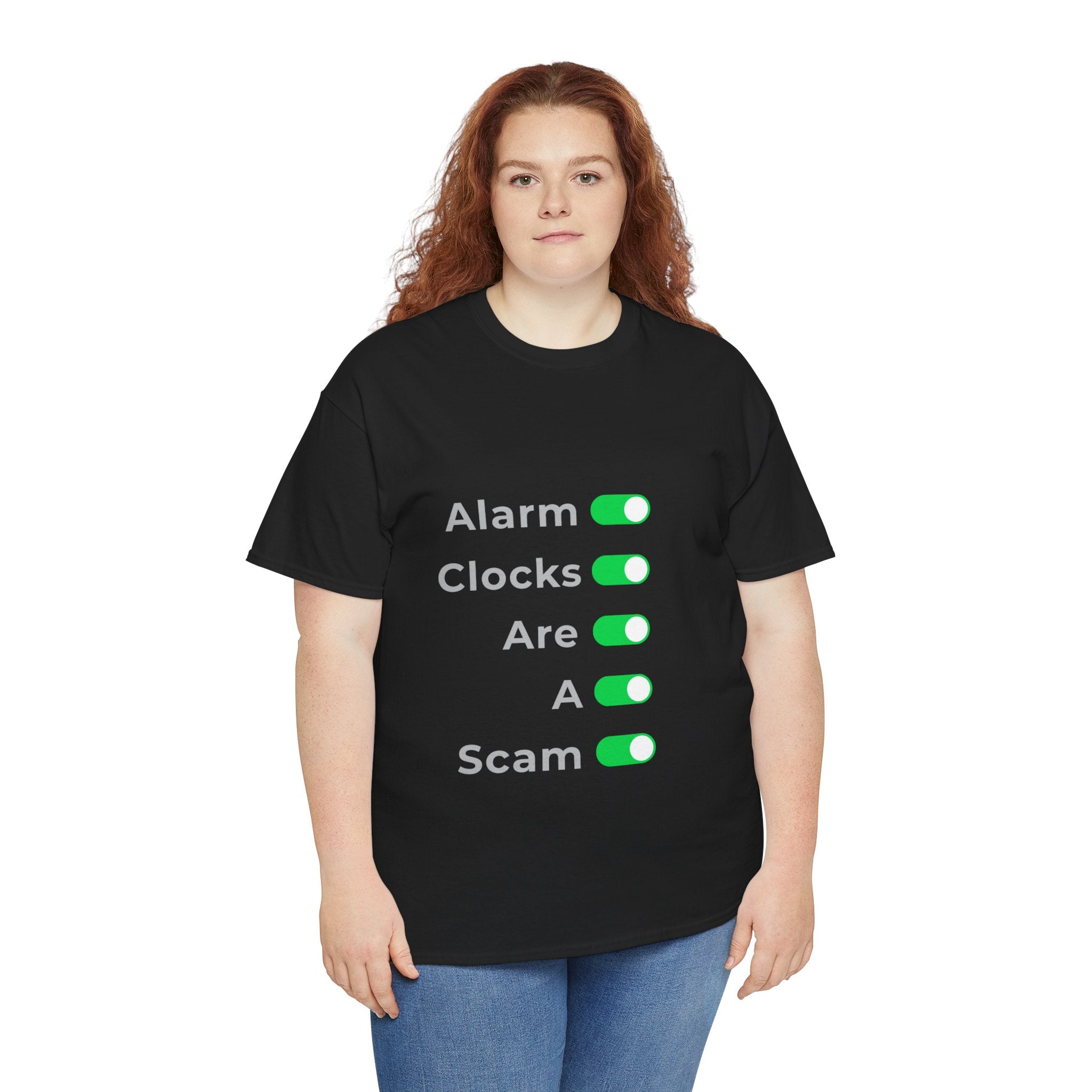 Alarm clocks are a scam - Minimalist — Unisex Heavy Cotton Tee