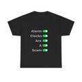 Alarm clocks are a scam - Minimalist — Unisex Heavy Cotton Tee