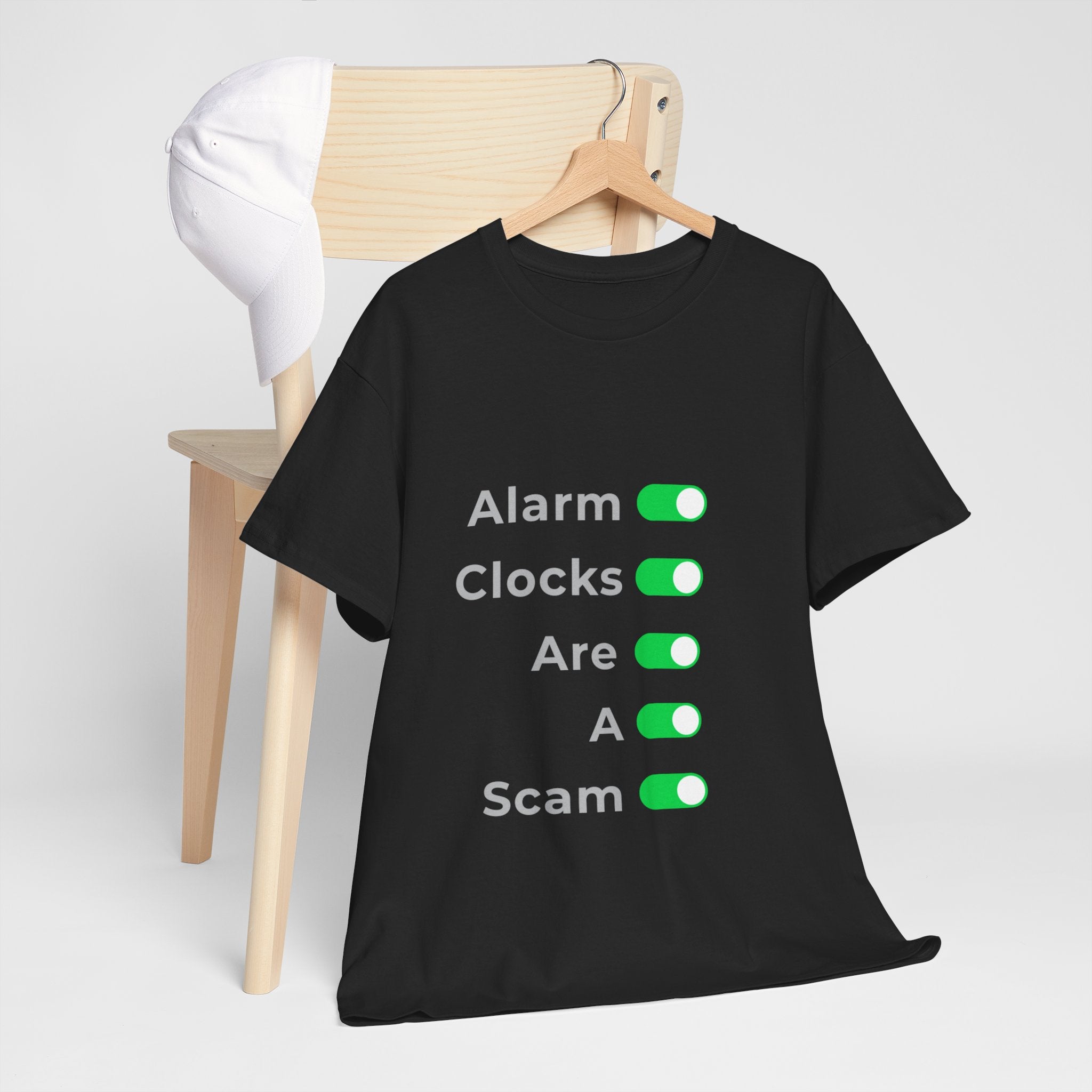 Alarm clocks are a scam - Minimalist — Unisex Heavy Cotton Tee